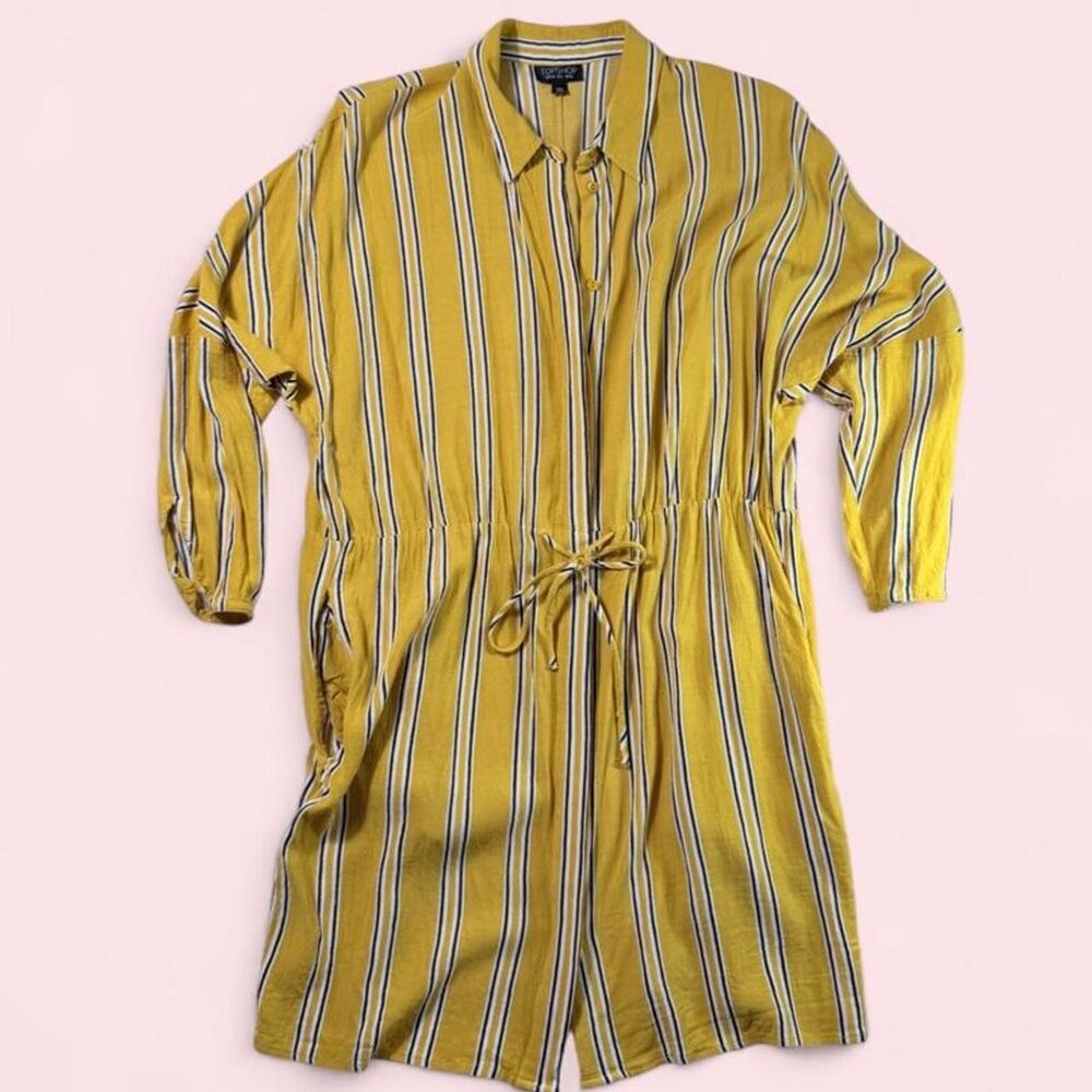 Topshop Striped Yellow Shirt Dress